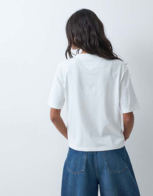 Tommy Jeans - T-shirt squadrata bianca con stemma, 5 di 5