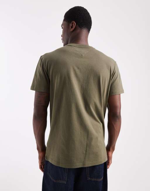 Tommy Jeans - T-shirt vestibilità classica kaki con logo lineare, 3 di 5