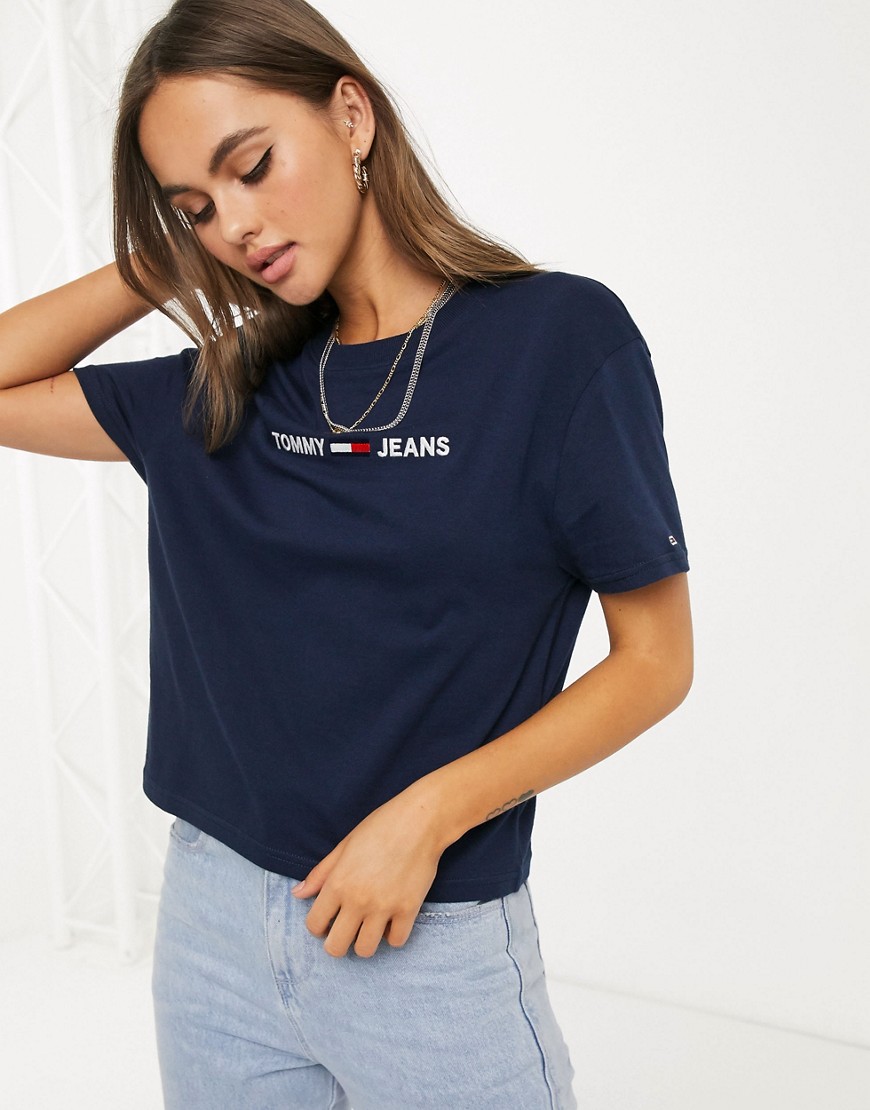 Tommy Jeans t-shirt with flag logo in navy