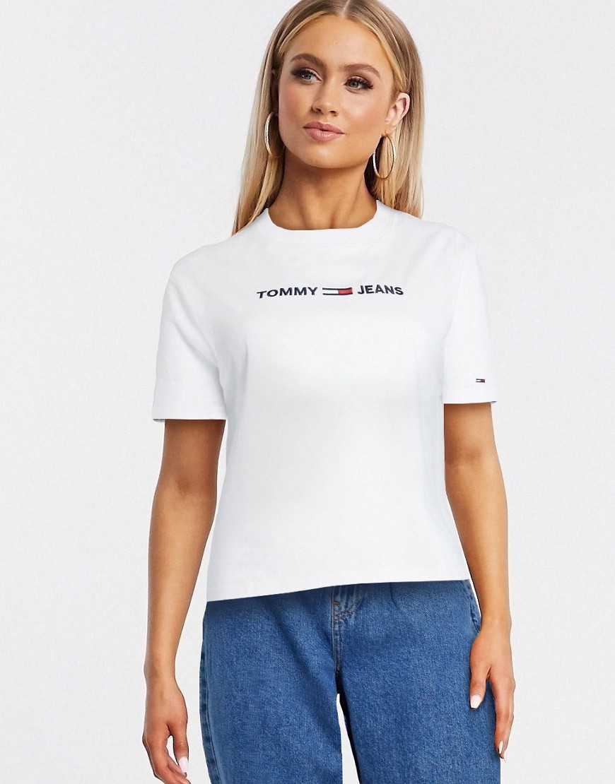 Tommy Jeans t-shirt with flag logo in white
