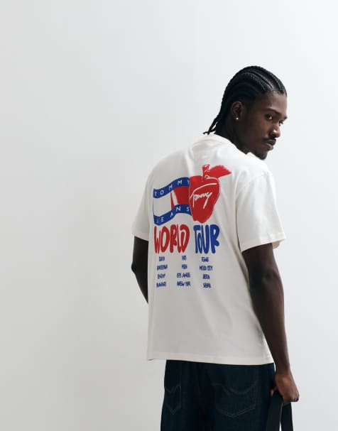 Tommy Jeans T-shirt z logo souvenir, luźny krój, w kolorze off white - view 1