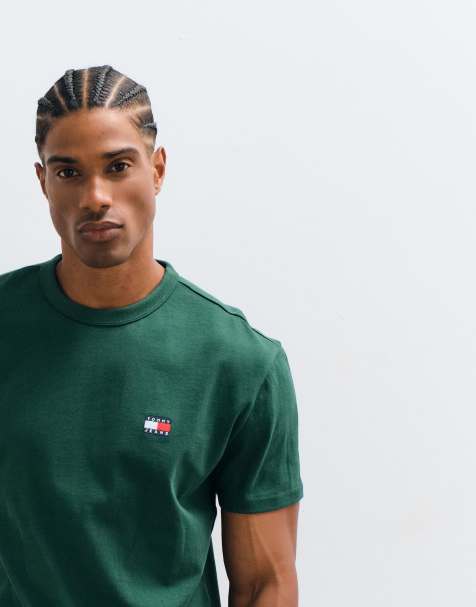 Tommy Jeans T-shirt z naszywką z logo w ciemnej zieleni - view 1