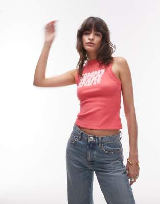 Tommy Jeans - Tanktop in Rosa mit Bubble-Logo