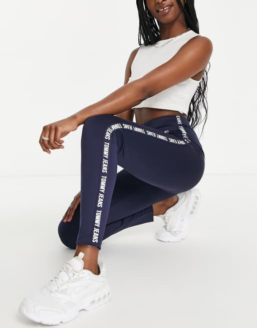 Tommy Jeans tape logo leggings in navy