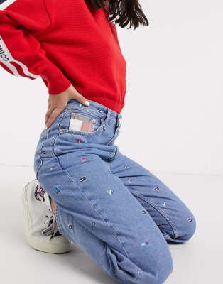 tommy jeans high rise tapered mom jeans
