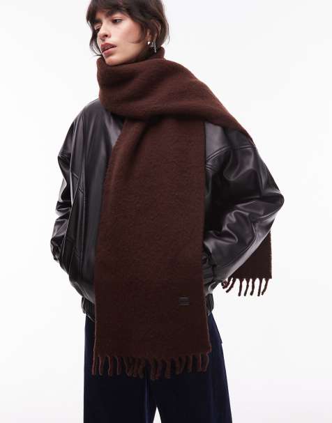 Tommy Jeans tassel scarf in chocolate brown - view 1