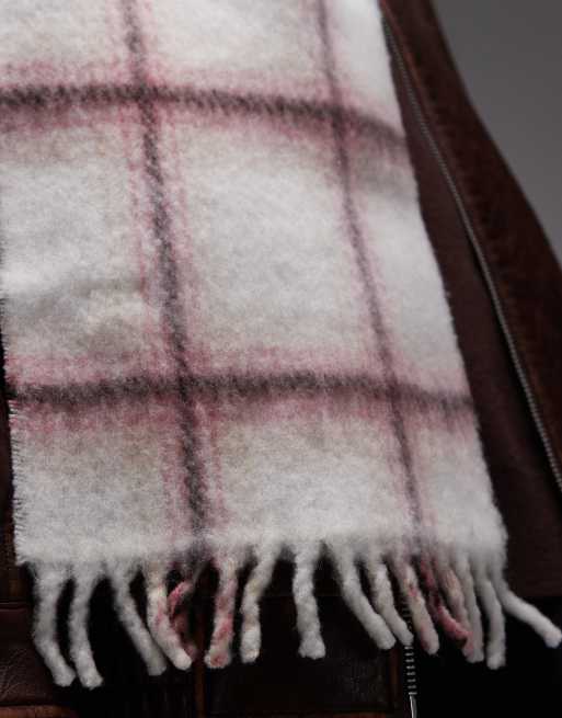 Tommy Jeans tassel scarf in white and pink check, 3 of 3