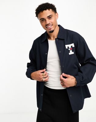 Tommy Jeans technical striped overshirt in blue