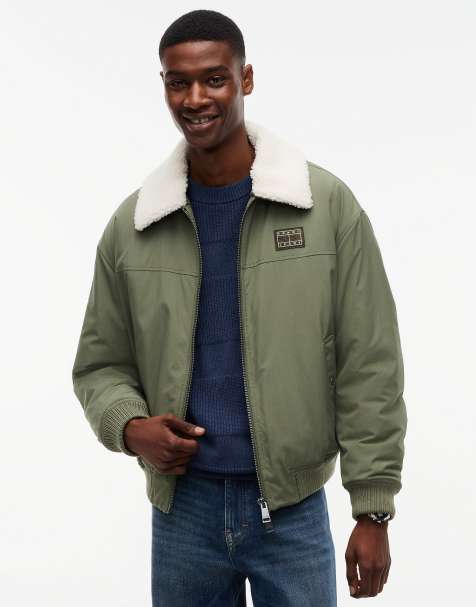 Tommy Jeans Teddy collar relaxed aviator jacket in rocky mountain - view 1