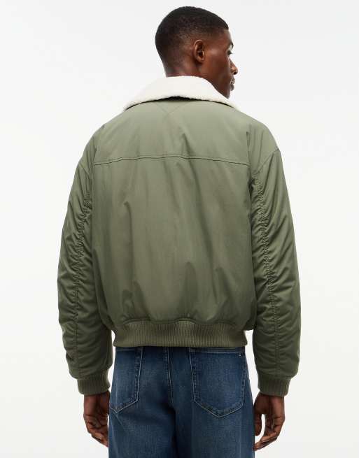 Tommy Jeans Teddy collar relaxed aviator jacket in rocky mountain, 5 of 7