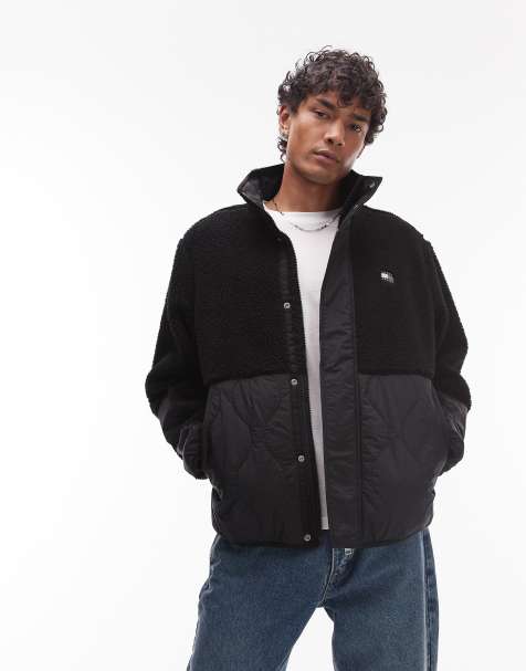 Tommy Jeans teddy fleece jacket in black - view 1
