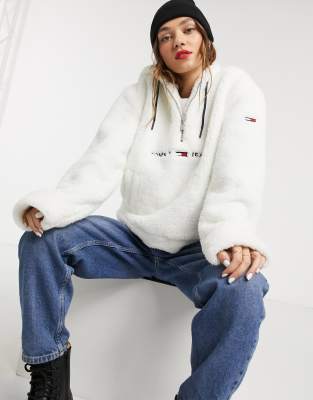 tommy jeans teddy fleece sweatshirt