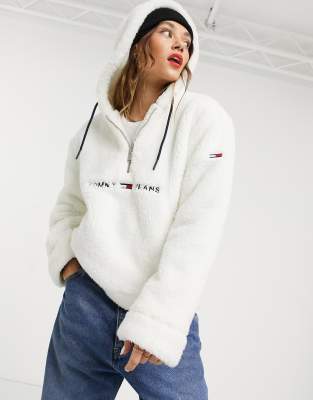 oversized teddy half zip hoodie