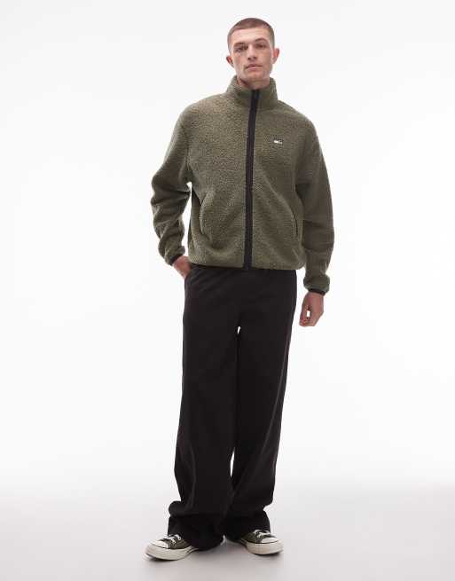Tommy Jeans - Teddy jack met logobadge en rits in donkergroen , 2 van 5
