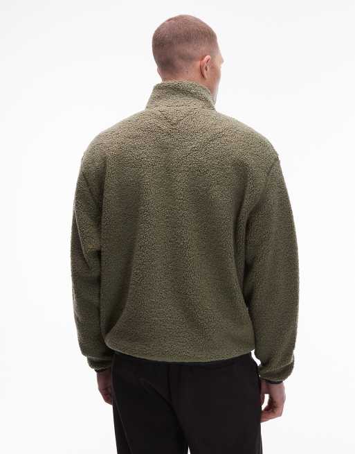 Tommy Jeans - Teddy jack met logobadge en rits in donkergroen , 3 van 5