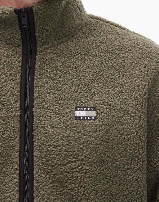 Tommy Jeans - Teddy jack met logobadge en rits in donkergroen , 5 van 5
