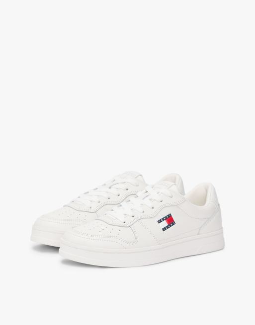 Tommy Jeans – The Greenwhich – Sneaker aus Leder in Weiß mit kontrastierender Ferse