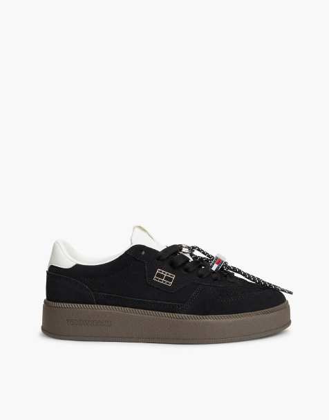 Tommy Jeans The greenwich suede logo charm trainers in black - view 1