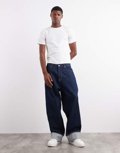 Tommy Jeans Theo baggy jeans with turn up detail in dark wash