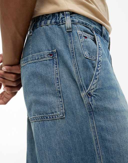 Tommy Jeans Theo faded loose jeans with linen in light blue, 3 of 7