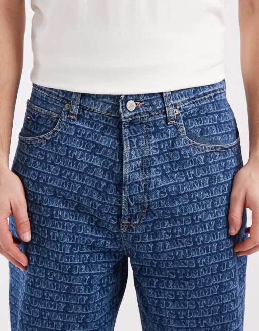 Tommy Jeans - Theo - Jeans ampi lavaggio blu medio con stampa ripetuta , 5 di 5
