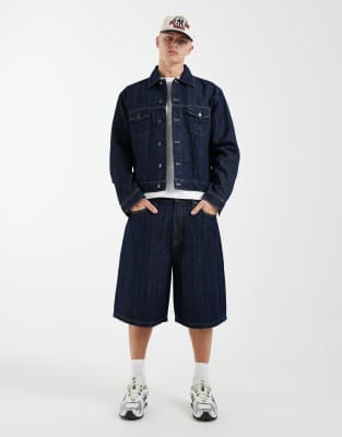 Tommy Jeans - Theo - Short baggy en jean - Bleu foncé délavé-Bleu marine