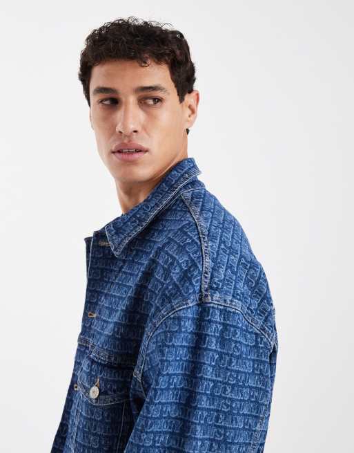 Tommy Jeans - Theo - Veste camionneur oversize à imprimé - Bleu moyen délavé, 4 de 5