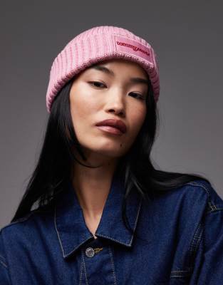 Tommy Jeans Thick Rib Beanie In Pink