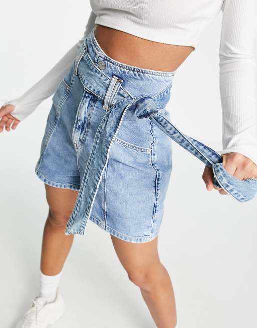 Denim shorts 2025 tie waist