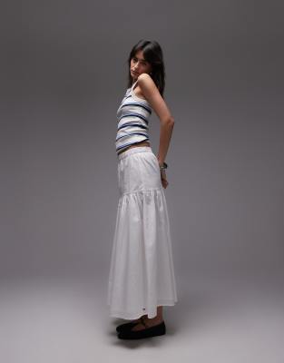 Tommy Jeans Tiered maxi skirt in white