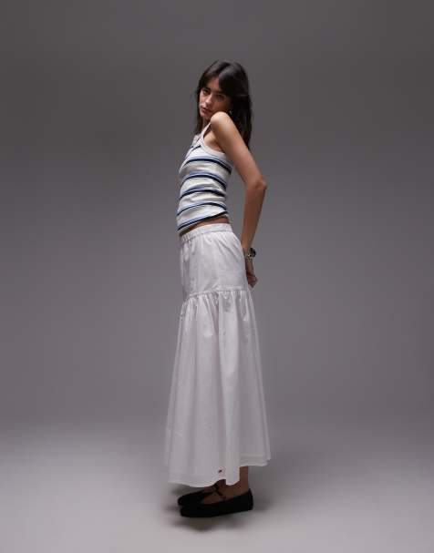 Tommy Jeans Tiered maxi skirt in white
