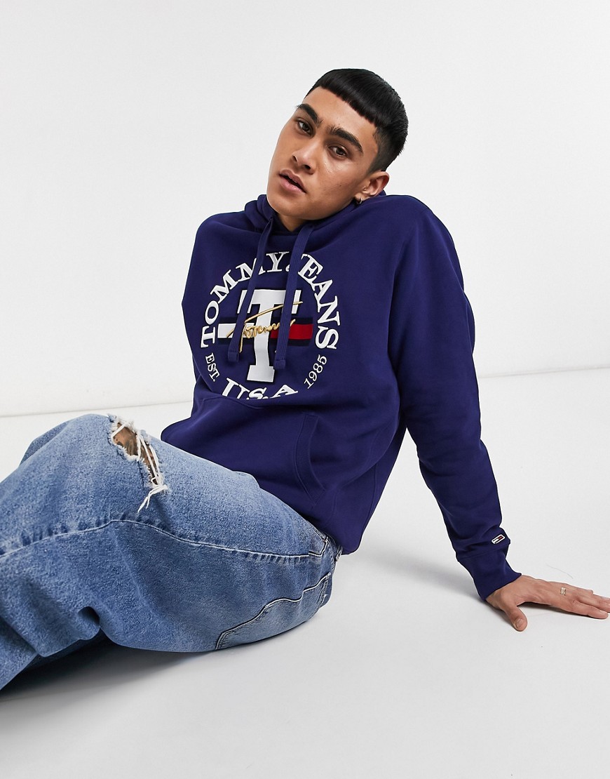 Tommy Jeans timeless circle logo hoodie in navy