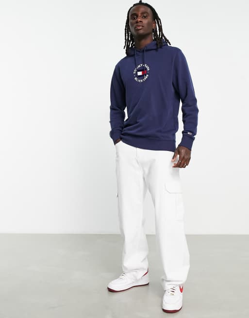 Tommy Jeans - Timeless - Felpa con cappuccio con logo, colore blu navy slavato, 4 di 4