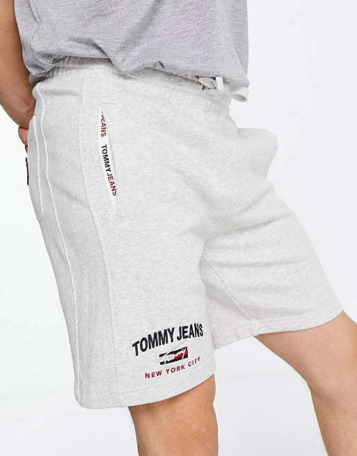 Tommy Jeans timeless logo sweat shorts in silver grey marl