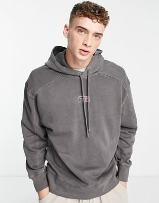 Tommy Jeans tiny centre flag logo hoodie in wash black