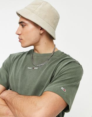 Tommy Jeans tiny linear logo t-shirt classic fit in dark green - ASOS Price Checker