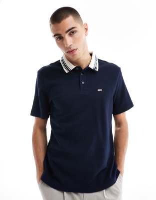 Tommy Jeans tipped polo shirt in navy