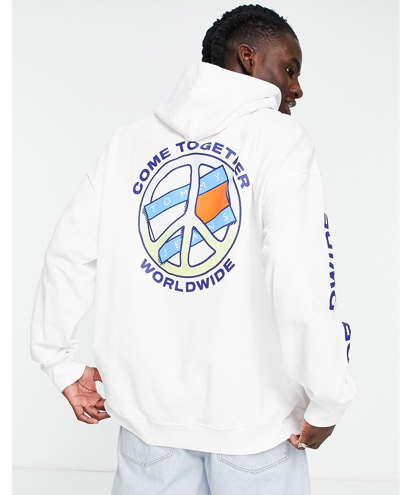 Tommy Jeans together world peace sleeve & back print hoodie 