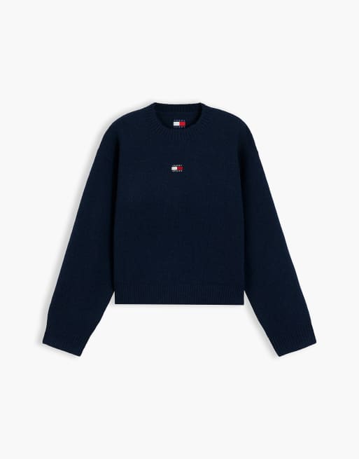 Tommy Jeans Tommy badge fluffy jumper with alpaca in dark blue, 5 of 6