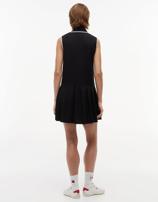 Tommy Jeans Tommy badge pique mini polo dress in black, 4 of 6