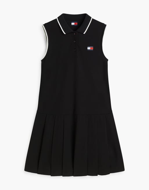 Tommy Jeans Tommy badge pique mini polo dress in black, 5 of 6