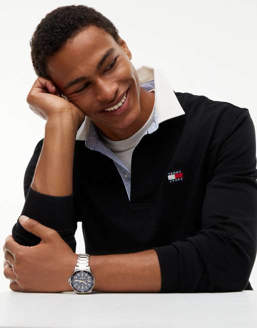 Tommy Jeans Tommy Badge Relaxed Rugby-Hemd in Schwarz, 3 von 7
