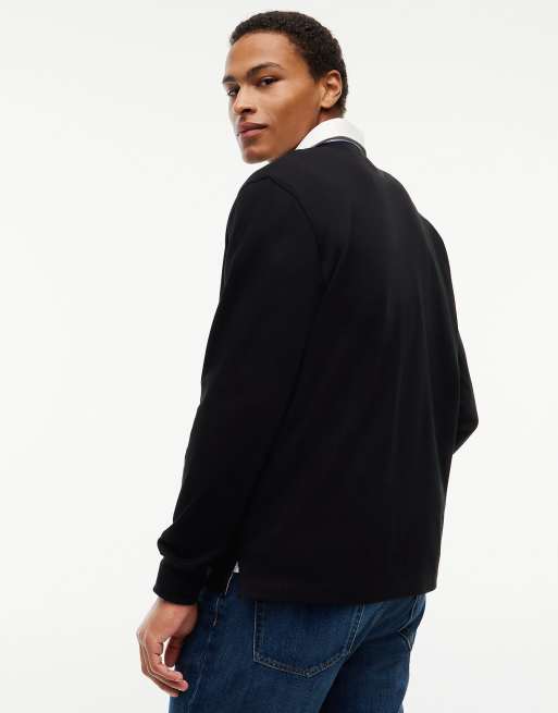 Tommy Jeans Tommy badge relaxed rugby shirt in black, 4 of 7