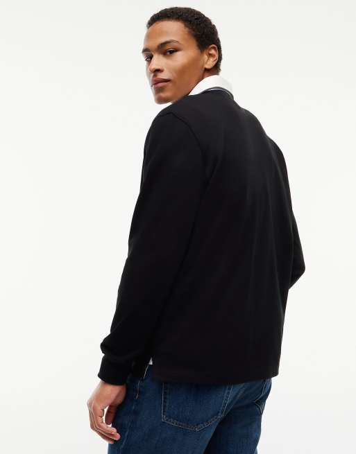 Tommy Jeans Tommy badge relaxed rugby shirt in black, 5 of 7