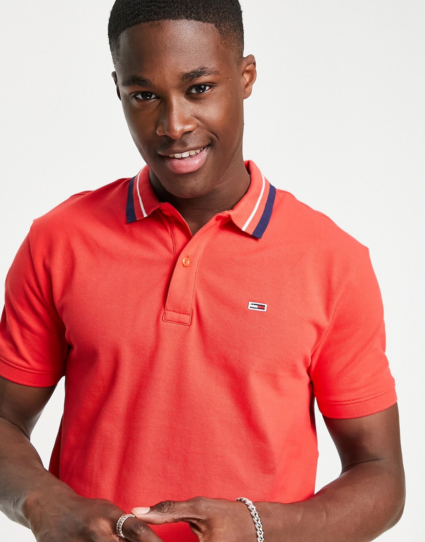 Tommy Jeans - Tommy classics - Effen poloshirt met stretch-Rood