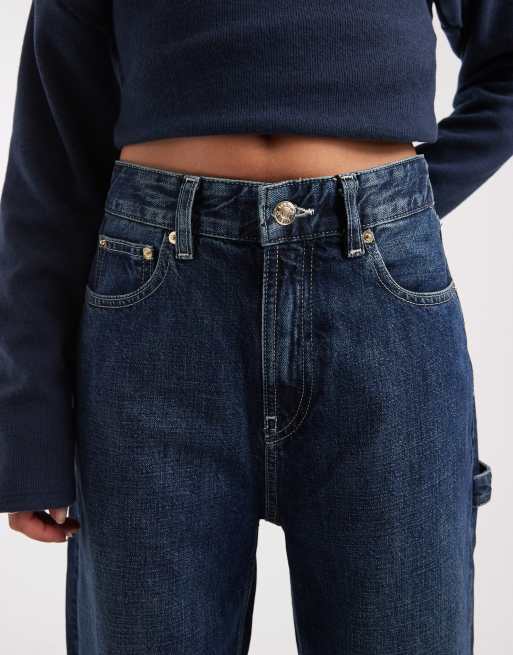 Tommy Jeans Tommy Girl baggy carpenter jean in mid blue, 4 of 5