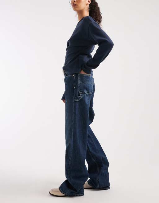Tommy Jeans Tommy Girl baggy carpenter jeans in mid blue, 2 of 5