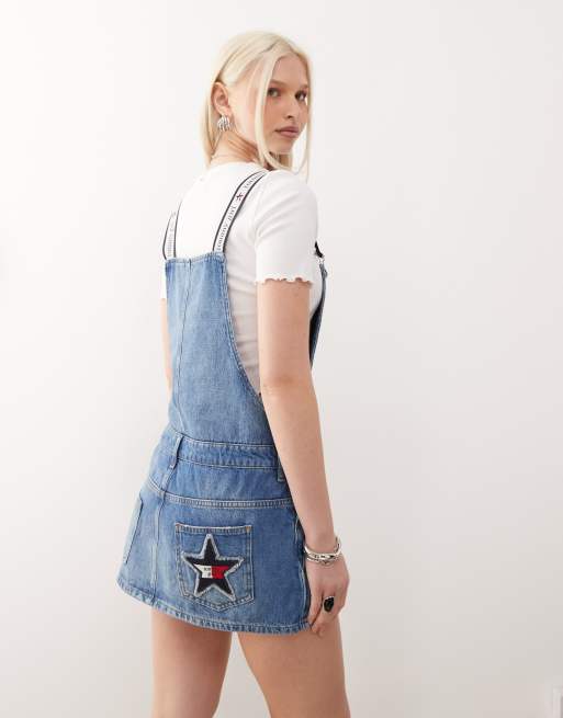 knee length dresses for ladies Lucille Washed Denim Overall Dress – Lena Layne