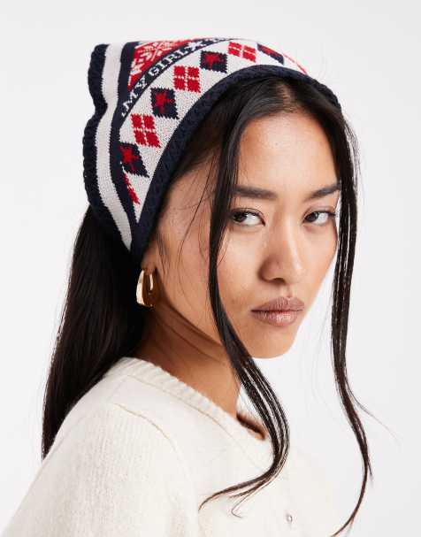 Tommy Jeans Tommy Girl fair isle knitted bandana in multi - view 1