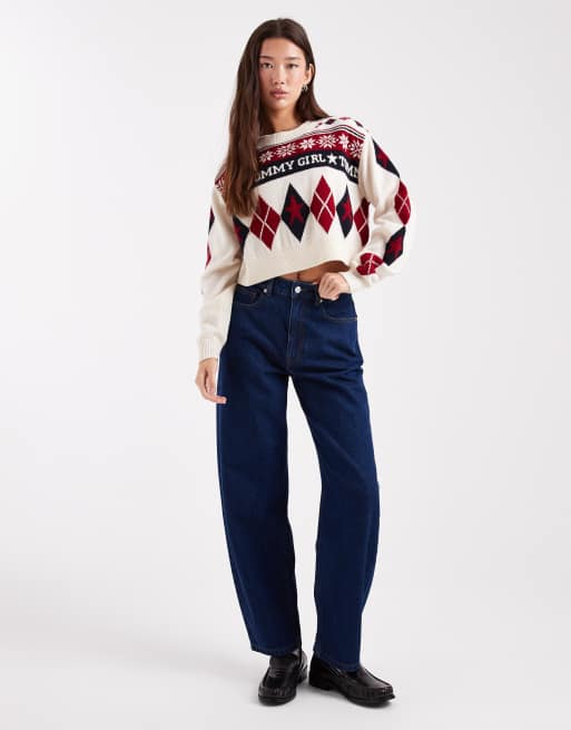 Tommy Jeans Tommy Girl fair isle sweater in cream, 2 of 4